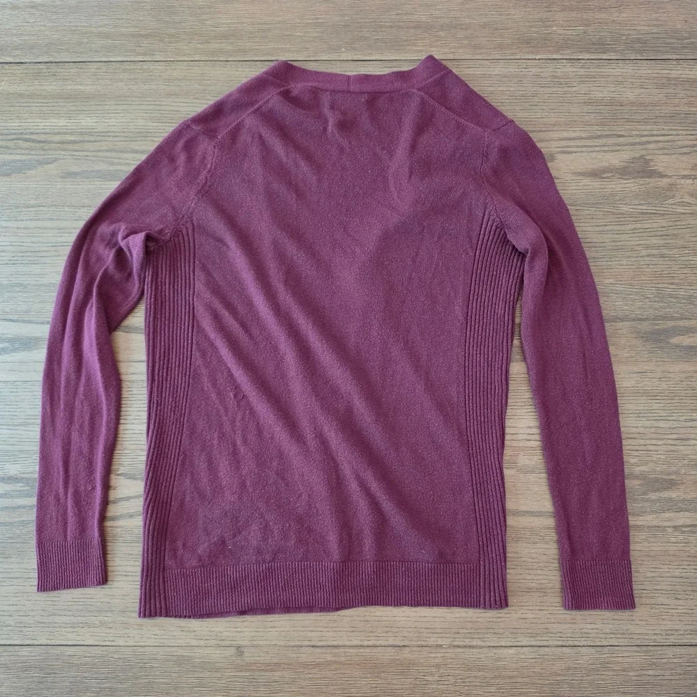 Gap Womens Small Burgundy Plum Open Front Cotton Blend Knit Cardigan Sweater